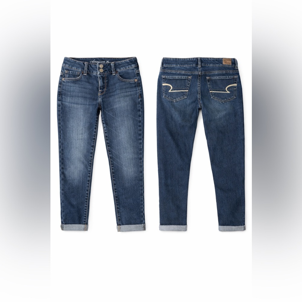 American Eagle Crop Skinny Jeans Size 4 Dark Wash Stretch Denim - Picture 2 of 2